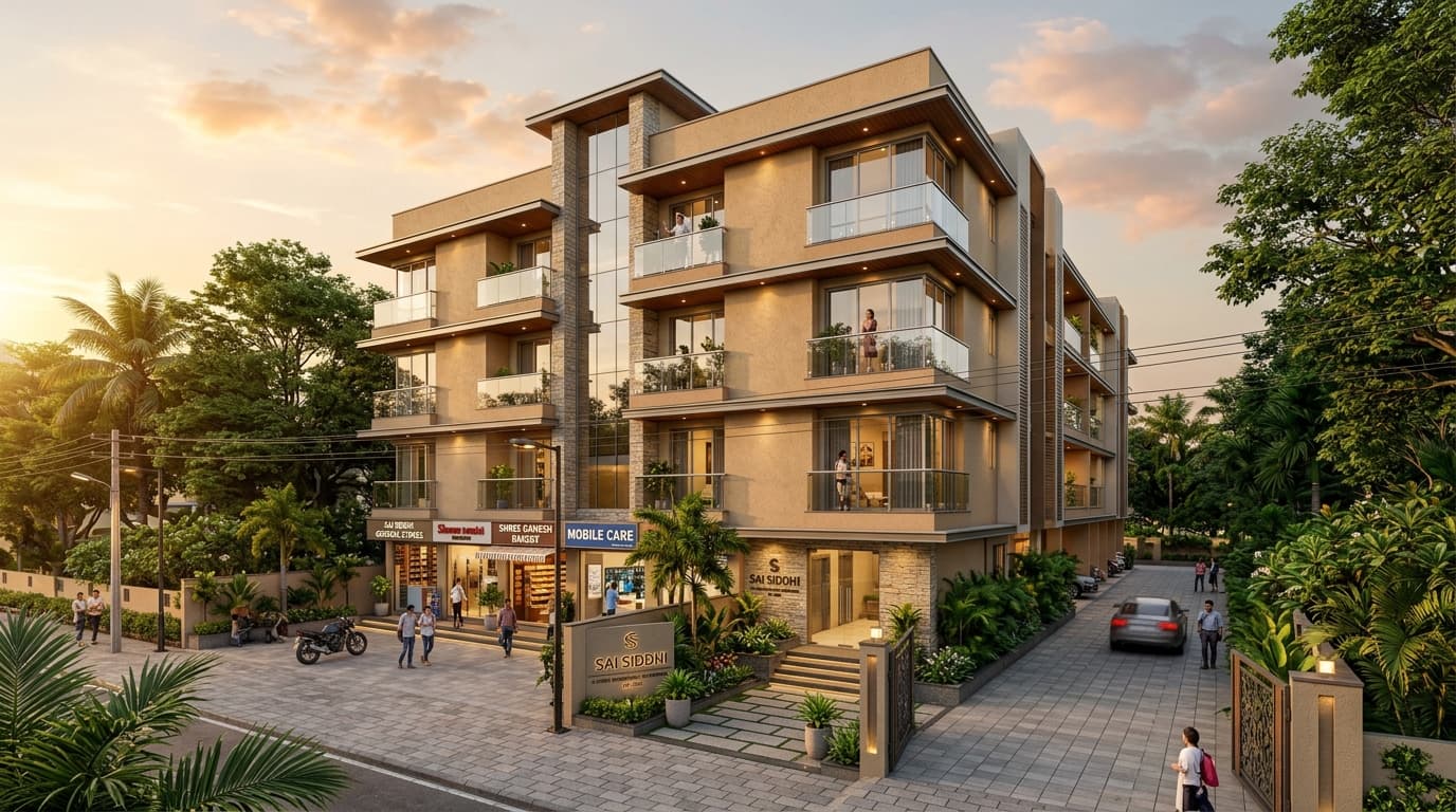Sai Siddhi Apartment - Architectural Exterior Elevation in Boisar East